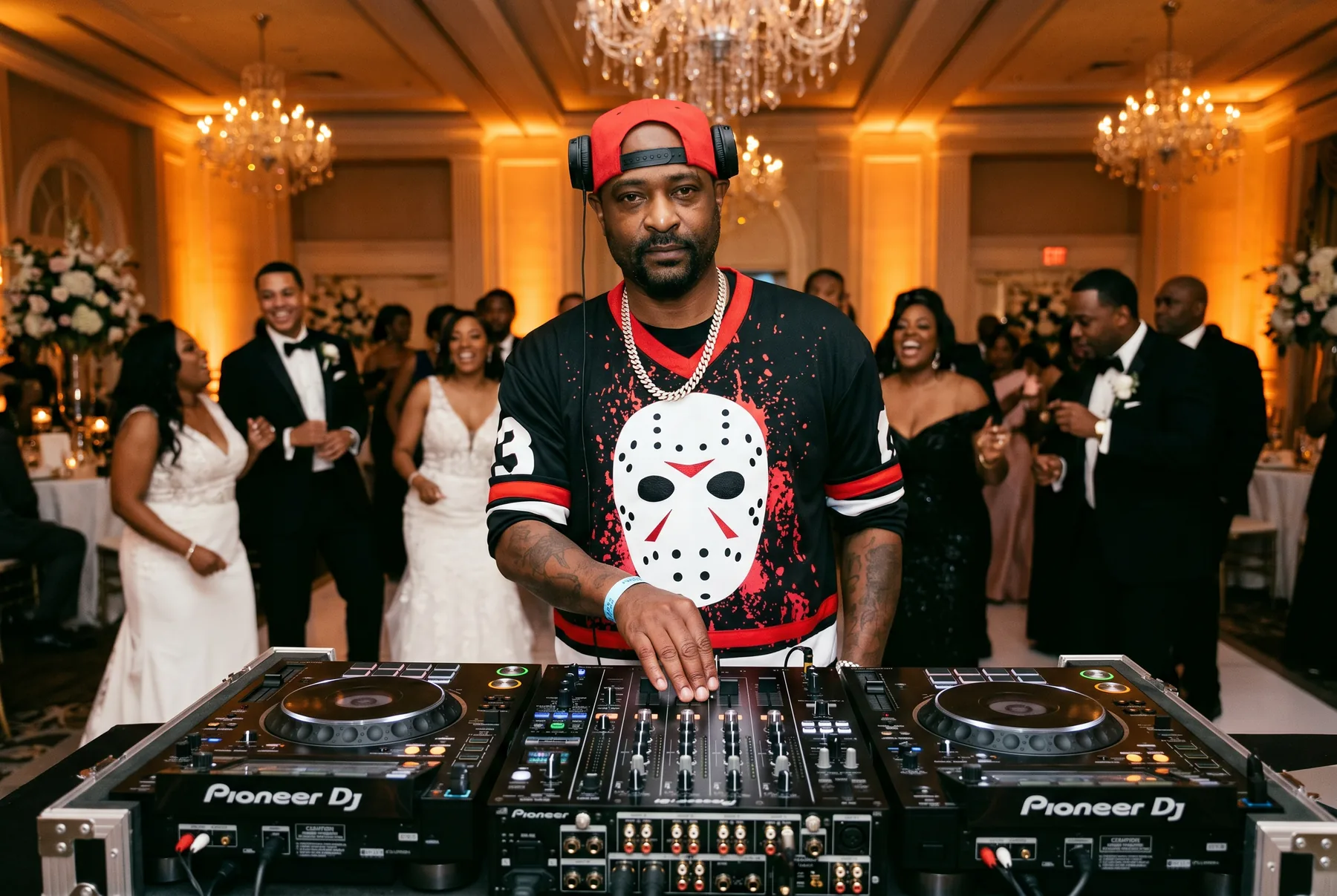 DJ 710 setup with pro audio and lighting